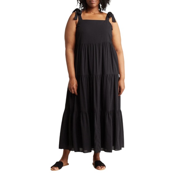 Madewell Dresses & Skirts - NWT Madewell Tie Strap Tiered Maxi Dress in True Black